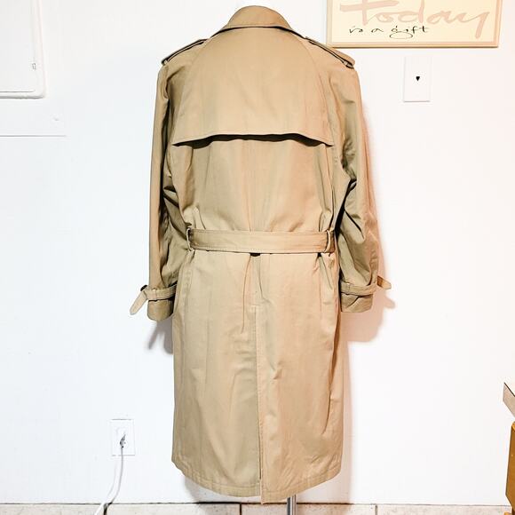 VINTAGE John Weitz size 44S double breasted removable lining belted trench coat - Picture 2 of 16